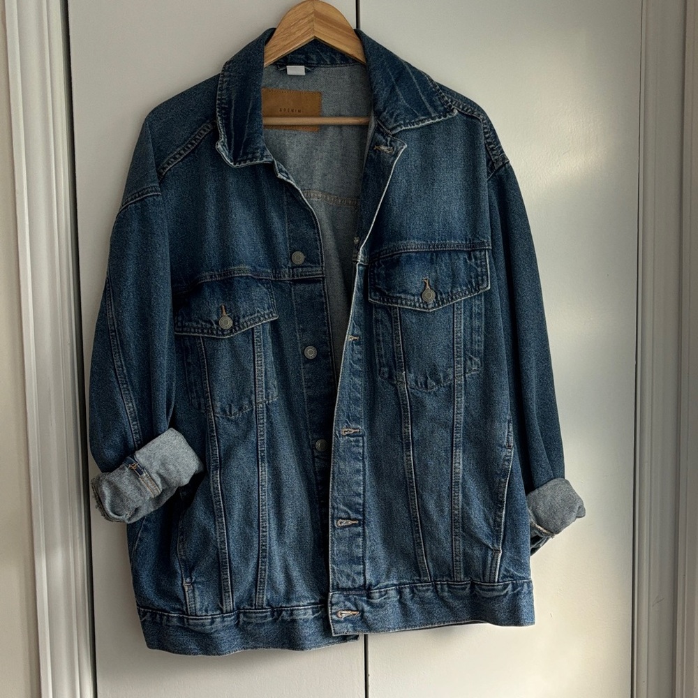H&M Dark Blue Oversized Jean Jacket